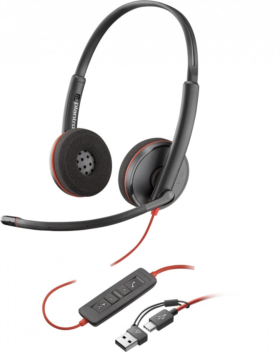 Poly Blackwire 3220 Stereo USB-C Headset +USB-C/A Adapter (Bulk) 8X228A6