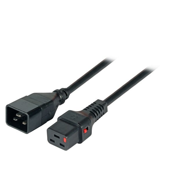 IEC C20/IEC C19 Straight M/F 1m Black Power Cable with IEC LOCK