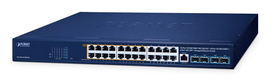 IPv6/IPv4, 16-Port 10/100/1000T 95W 802.3bt PoE + 8-Port 10/100/1000T + 4-Port 10G SFP+ Managed Switch (420W PoE budget, PoE PD alive check and schedule managem