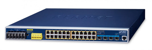 Planet IGS-6325-24UP4X IP30 19" Rack Mountable Industrial L3 Managed PoE Switch, 24-Port 10/100/1000T 95W 802.3bt PoE + 4-Port 10G SFP+ (-40 to 75 C, fanless de