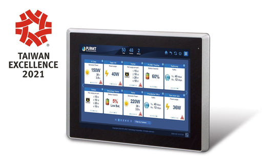 Planet NMS-360V-12 Renewable Energy Management Controller with 12" LCD Touch Screen- 512 nodes (Manage 512 BSP-360s, 2 10/100/1000T LAN Ports, MQTT/SNMP/ONVIF/S