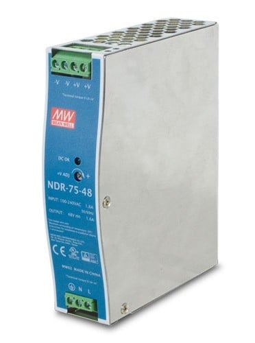 Planet PWR-75-48 48V, 75W Din-Rail Power Supply (NDR-75-48, adjustable 48-56V DC Output)
