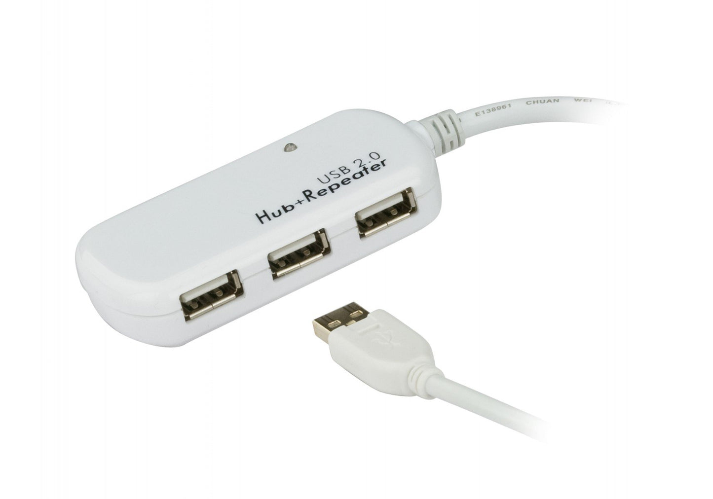 4-Port USB 2.0 Extender Hub 60m - USB 2.0 - USB 2.0 - 480 Mbit/s - White - Plastic - 12 m