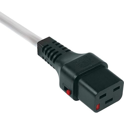 IEC C20/IEC C19 Straight M/F 2m White Power Cable with IEC LOCK