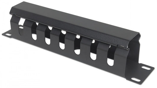 Intellinet 1U Cable Management Panel for 10" Cabinets with Cover, Black