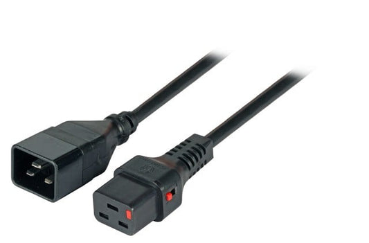 IEC C20/IEC C19 Straight M/F 3m Black Power Cable with IEC LOCK