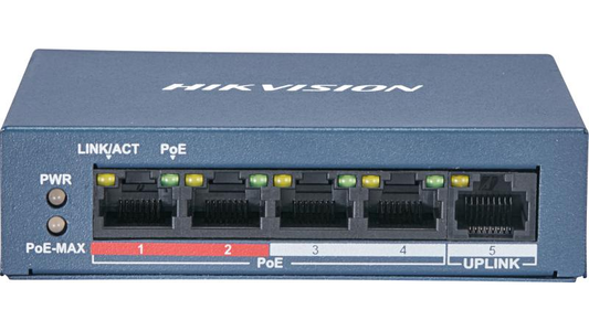 Hikvision DS-3E0105P-E/M(B) 4 Port Fast Ethernet Unmanaged POE Switch