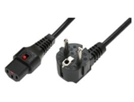 Angled Schuko/IEC C13 Straight M/F 1m Black Power Cable with IEC LOCK