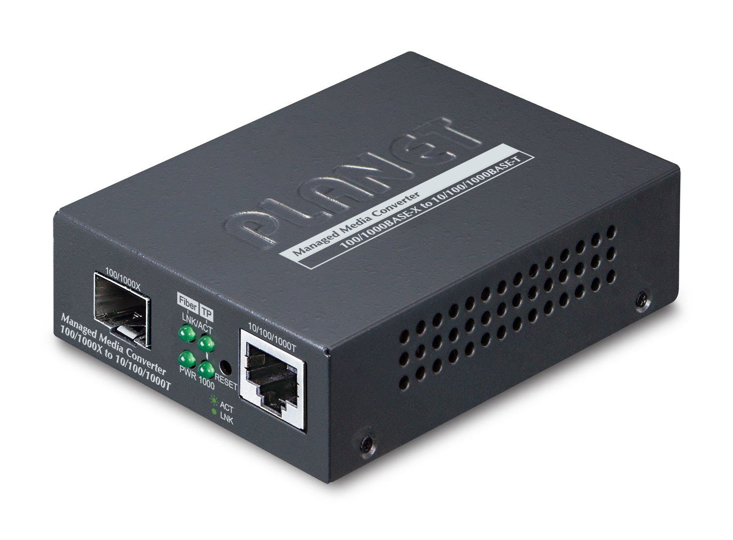 Planet GT-915A 1-Port 10/100/1000T + 1-Port 100/1000X SFP Managed Media Converter (IPv4/IPv6 Dual stack management, supports TLSv1.2/SSHv2/SNMPv3 Cybersecurity