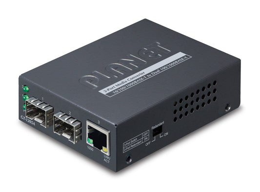 Planet GT-1205A 1-Port 10/100/1000BASE-T - 2-Port 100/1000BASE-X SFP Switch/Redundant Media Converter
