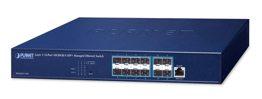 Planet XGS-6311-12X Layer 3 12-Port 10GBASE-X SFP+ Managed Ethernet Switch (Hardware-based Layer 3 RIPv1/v2, OSPFv2 dynamic routing, supports ERPS Ring, support