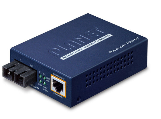 Planet FTP-802 IEEE802.3af PoE 10/100Base-TX to 100Base-FX (SC) Media Converter