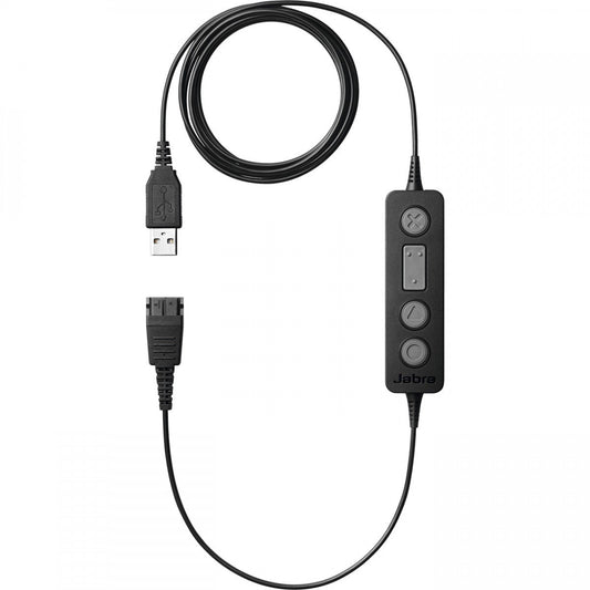 Jabra Link 260, USB enabler QD to USB, Plug & Play connection for corded Jabra Headsets with PC-based Audio- and voice applications, Call Control button MS only