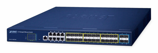 Planet GS-6311-16S8C4XR Layer 3 16-Port 100/1000X SFP + 8-Port Gigabit TP/SFP combo + 4-Port 10G SFP+ Managed Ethernet Switch with 36-72V DC Redundant Power (ha
