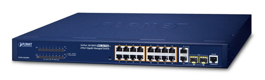 Planet FGSW-1816HPS 16-Port 10/100TX 802.3at PoE +  2-Port Gigabit TP/SFP Combo Managed Ethernet Switch (240W, 250m Extend mode, IPv4/IPv6 Management, SNMPv3, 8
