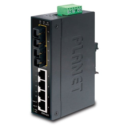Planet ISW-621S15 IP30 Slim Type 4-Port Industrial Ethernet Switch + 2-Port 100Base-FX(15KM) (-10 - 60 C),UL certified