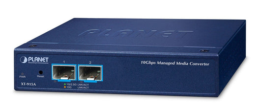 Planet XT-915A 2-Port 10G/1GBASE-X SFP+ Managed Media Converter(IPv4/IPv6 Dual stack management, supports TLSv1.2/SSHv2/SNMPv3 Cybersecurity features, LFP, 802.