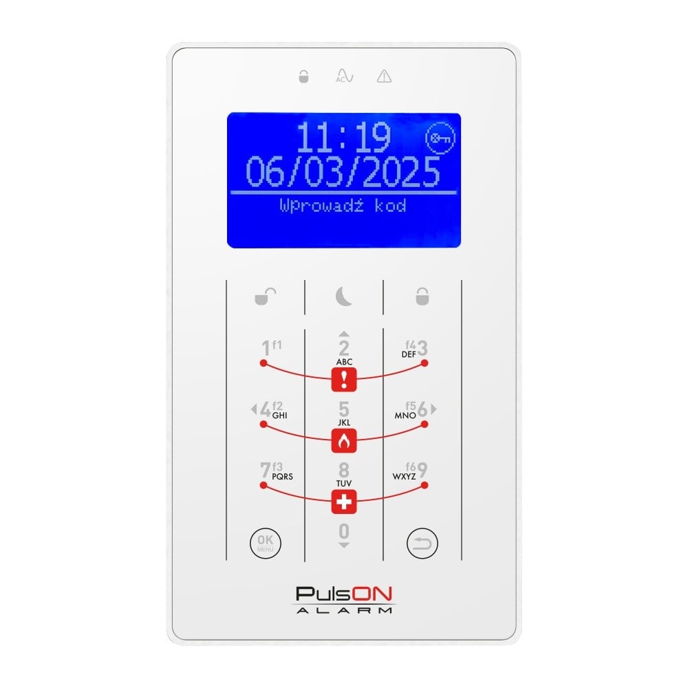 BCS PulsON LCD(BLU)/S WH Sensory white LCD keypad with blue display