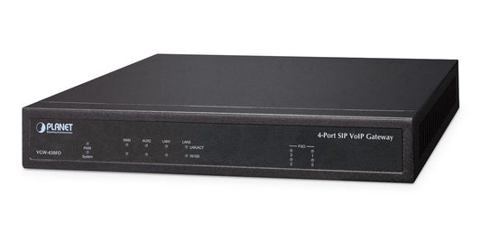 Planet VGW-420FO 4-Port SIP VoIP Gateway (4*FXO): IETF SIP 2.0, T.38 FAX, Multiple codecs: G.711A/U, G.723.1, G.729A/B,  STUN/Outbound Proxy, TLS/SRTP Security,
