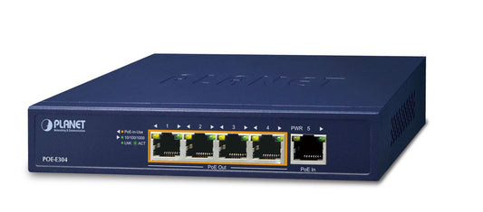 Planet POE-E304 1-Port 95W 802.3bt PoE++ to 4-Port 802.3af/at Gigabit PoE Extender