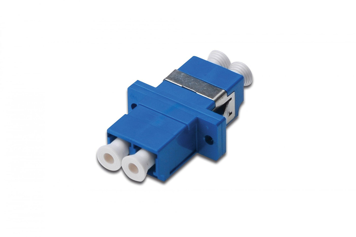 FO coupler, duplex, LC to LC, SM, color blue, OS2 ceramic sleeve, polymer housing, incl. screws