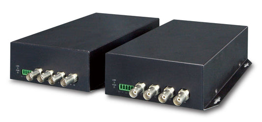 Planet VF-402-KIT 4-Channel 4-in-1 Video over Fiber(FC) converter up to 20KM, a pair include Tx & Rx in package (TVI/CVI/AHD/CVBS)