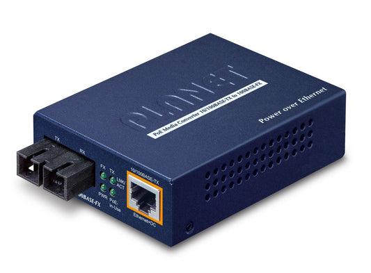 Planet FTP-802S15 IEEE802.3af PoE 10/100TX - 100Base-FX (SC) Single Mode Fiber Converter - 15KM
