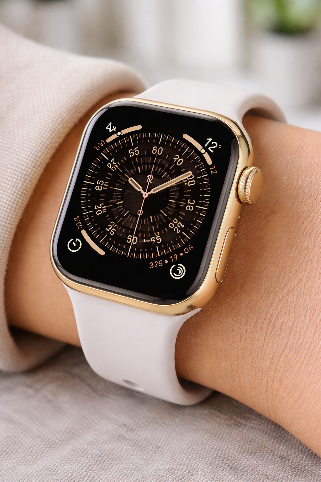Apple Watch Series 11  GPS + Cellular 42mm  Gold Titanium Case with Light Blush Sport Band - M/L