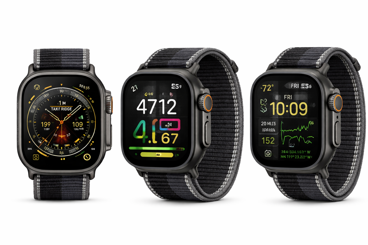 Apple Watch Ultra 3  GPS + Cellular  49mm  Black Titanium Case with Black/Charcoal Trail Loop - S/M