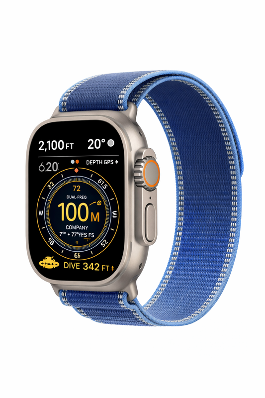 Apple Watch Ultra 3  GPS + Cellular  49mm  Natural Titanium Case with Blue/Bright Blue Trail Loop - S/M