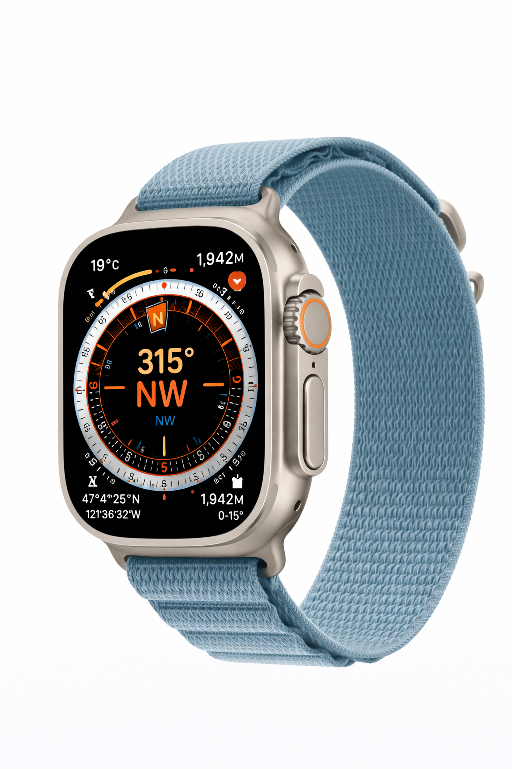 Apple Watch Ultra 3  GPS + Cellular  49mm  Natural Titanium Case with Light Blue Alpine Loop - Medium