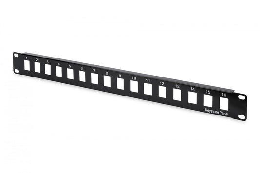 Modular Patch Panel, unshielded, 16-port blank, 1U, rack mount, black RAL 9005