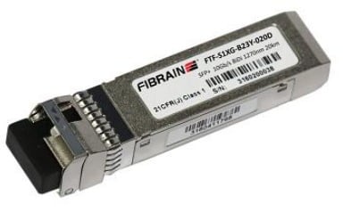 Fibrain SFP+ 10GBase-LR, 8G/10G FC, 10G Ethernet, WDM 1270Tx/1330Rx SMF 20km LC simplex