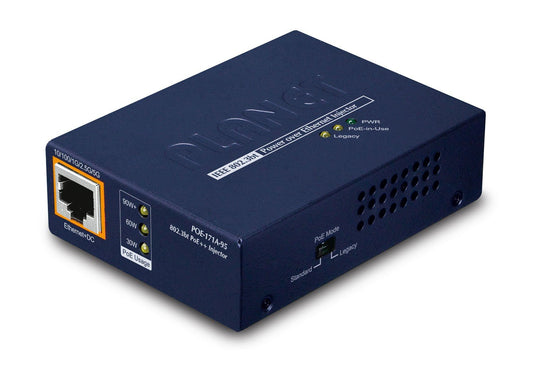 Planet POE-171A-95 Single-Port Multi-Gigabit 802.3bt PoE++ Injector (95 Watts, 802.3bt Type-4, UPoE, Legacy mode support, PoE Usage LED, 10/100/1G/2.5G/5G Data
