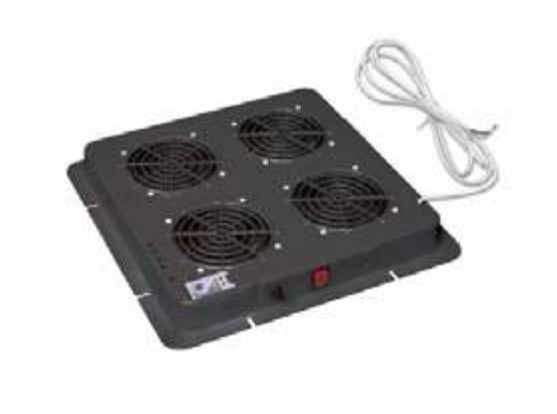 Fan Panel 4-Fan Roof-Rack-Floor with Thermostat 1HE RAL 9005