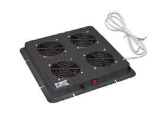 Fan Panel 4-Fan Roof-Rack-Floor with Thermostat 1HE RAL 9005