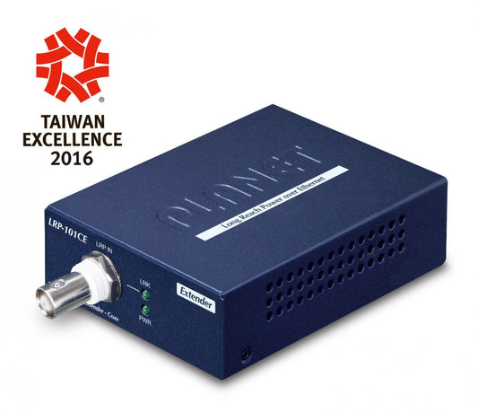 Planet LRP-101CE 1-Port 10/100TX POE PSE + 1-Port Coax Long Reach POE Extender, -20 to 70 Degree C