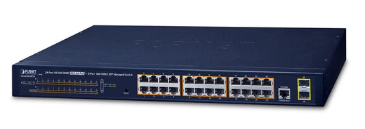 Planet GS-4210-24P2S IPv4, 24-Port Managed 802.3at POE+ Gigabit Ethernet Switch + 2-Port 100/1000X SFP (300W PoE Budget, 250m Extend mode, supports ERPS Ring, M