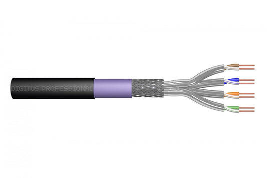 CAT 7 S-FTP outdoor installation cable, 1200 MHz PE, inner Eca (LSZH), AWG 23/1, 500 m, sx, black