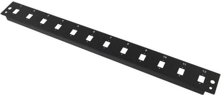 Fiber optic cross-connect panel without front plate, 19" 1U, retractable, cable gland PG13, black