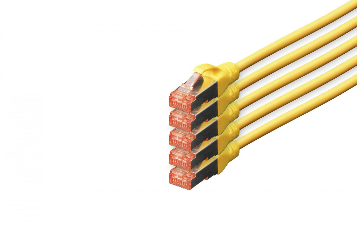 CAT 6 S-FTP patch cord, Cu, LSZH AWG 27/7, length 10 m, 5 pieces, color yellow