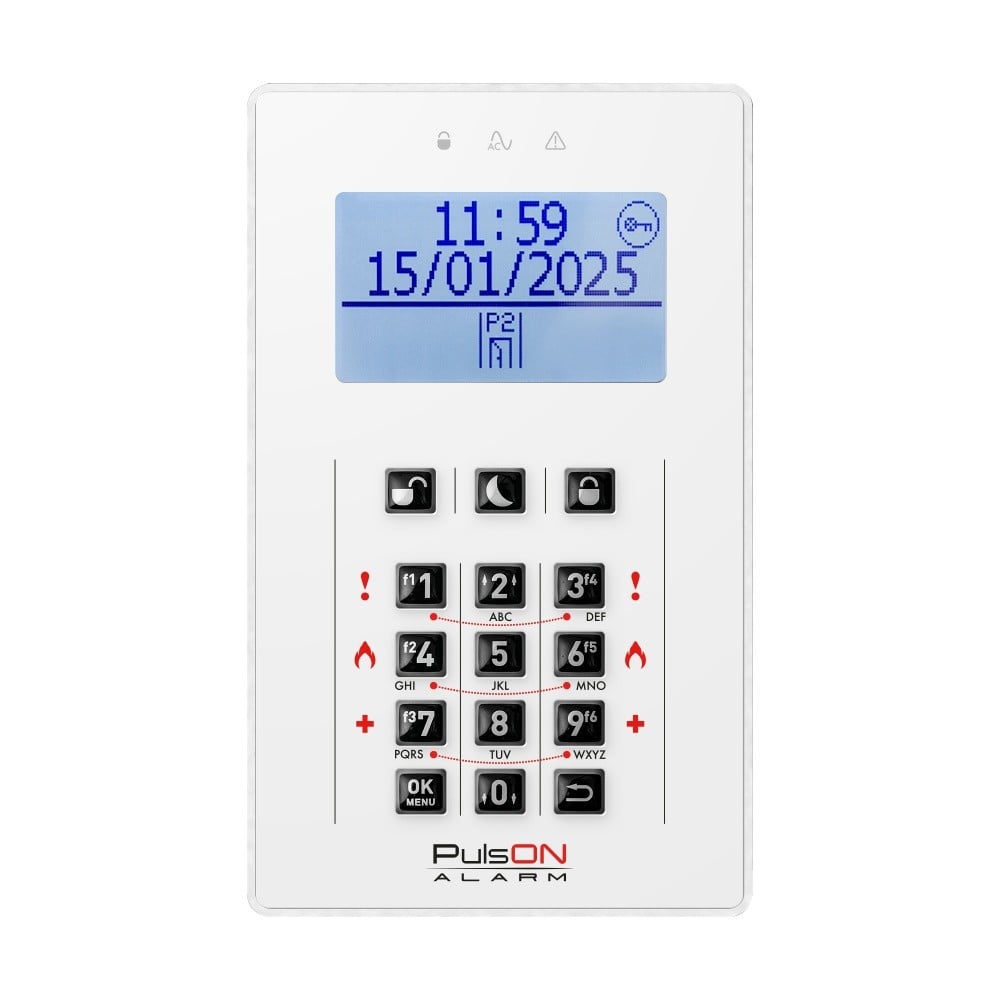 BCS PULSON LCD/C WH White LCD keypad with rubber buttons