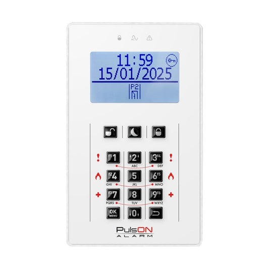 BCS PULSON LCD/C WH White LCD keypad with rubber buttons