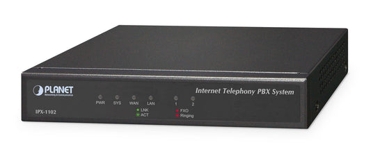 Planet IPX-1102 100 User Asterisk base Advance IP PBX with 2 FXO interface, IETF SIP/IAX2, T.38 FoIP, TLS/SRTP, IP Stackable, TR069, VPN, IPv6, SNMP and up to 5