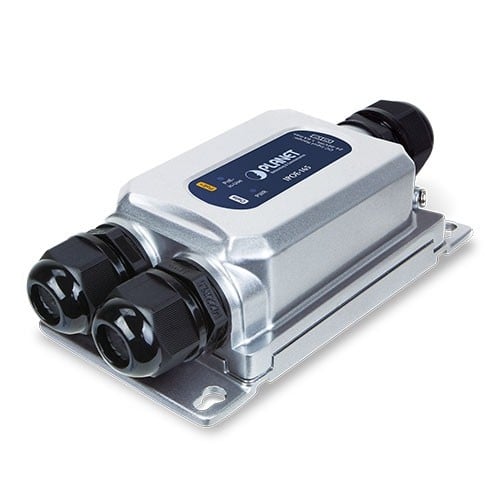 Planet IPOE-175 IP67-rated Industrial 1-Port 60W 802.3bt PoE++ Injector (24~56V power boost, -40~75 degrees C, IK10 impact protection), 3 x waterproof cable gla