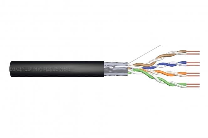 CAT 5e F-UTP outdoor installation cable, 250 MHz Fca (PVC), AWG 23/1, 305 m drum, sx, black