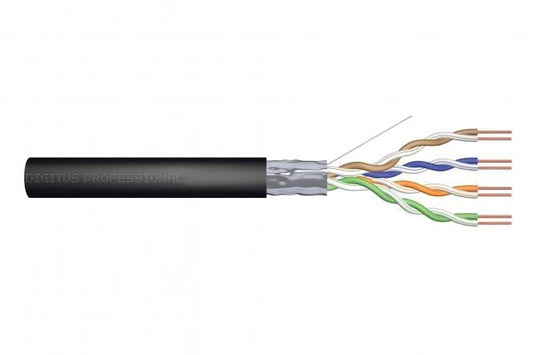 CAT 5e F-UTP outdoor installation cable, 250 MHz Fca (PVC), AWG 23/1, 305 m drum, sx, black