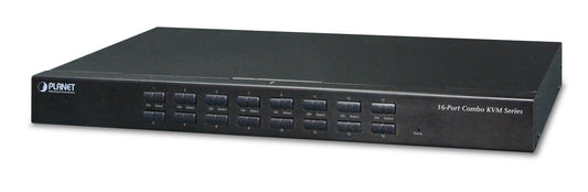 Planet KVM-210-16 16-Port Combo KVM Switch: Up to 256 computers, On Screen Display (OSD), Quick View Setting (QVS), Hotkey, Stackable, 1U rack-mount, Multiplatf