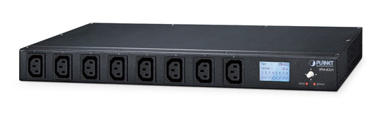 Planet IPM-8221 IP-based 8-port Switched Power Manager with 2 Cascaded Ports (AC 100-240V, 16A max. input, 8 IEC C13 outlet 10A max. output, LCD Displays, provi