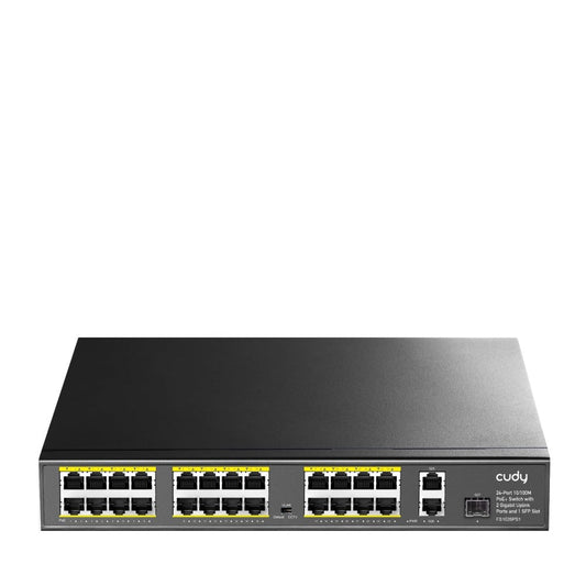 Cudy 24-Port 10/100M PoE+ Switch with 2 Gigabit Port+ 1SFP 300W Unmanaged